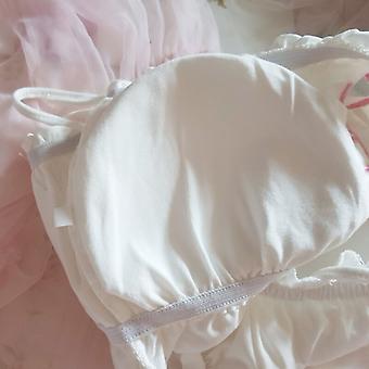 Cute Anime Cat Girl Japanese Bra &amp; Panties Set Wirefree Soft Underwear Sleep Intimates