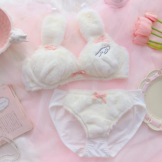 GENEMA Womens Lolita Kawaii 2pcs Bra Panty Set Cute Bear Fluffy