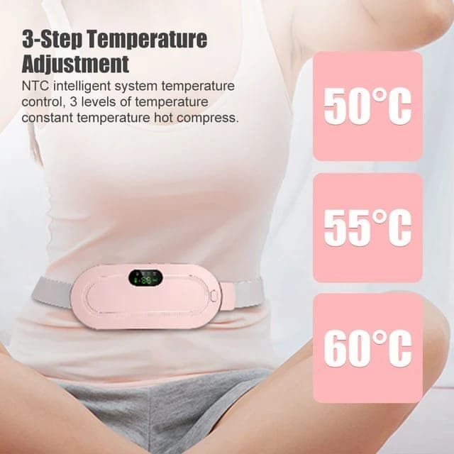 Period Pain Cramp Relief Belt -Portable Menstrual Heating Pad, Heated Belly Belt for Menstrual Cramp Relief with 3 Heat Levels and 4 Modes, Electric Belt Massage for Women and Girls