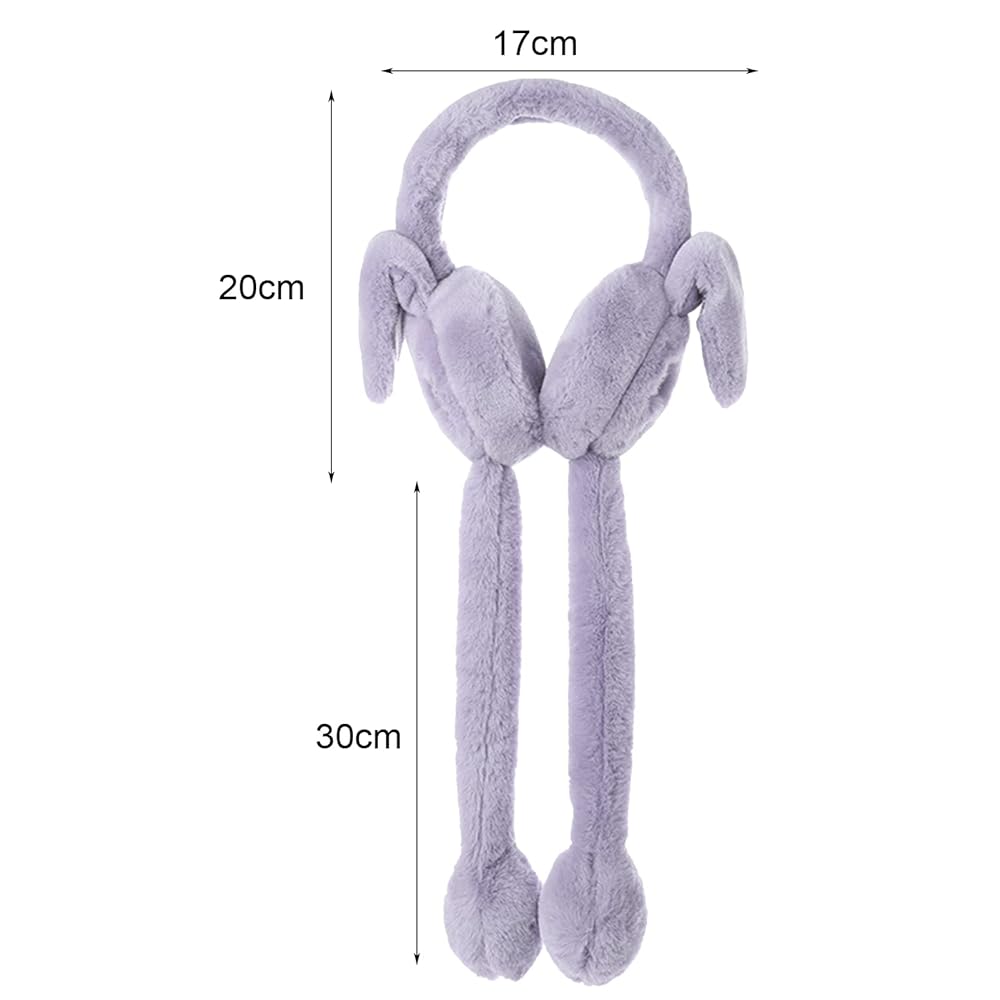 Women's Plush Bunny Earmuffs with Moving Rabbit Ears